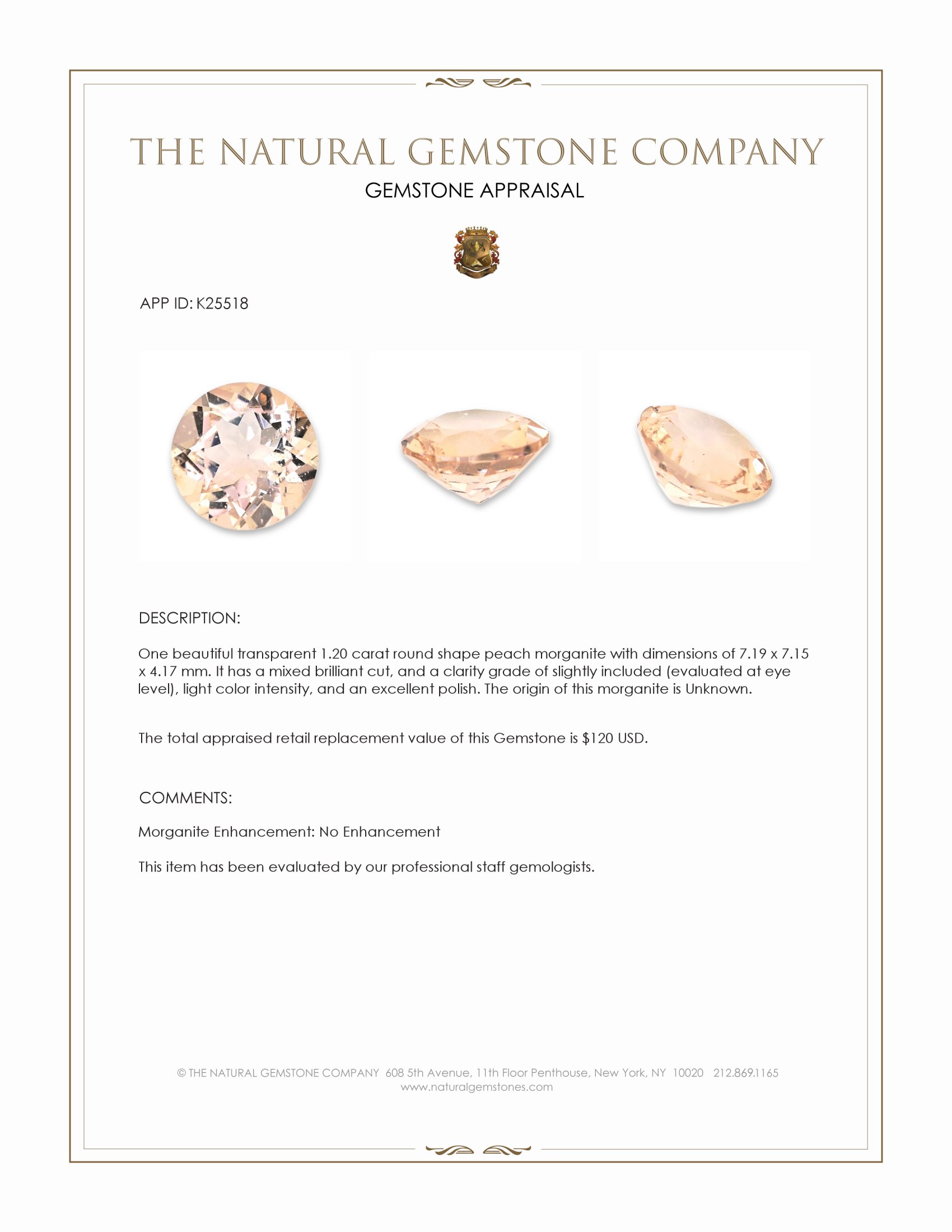 1.20 Ct. Peach Morganite