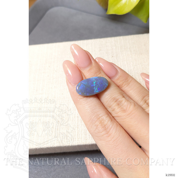8.37 Ct. Multi Color Cabochon Black Opal from Australia