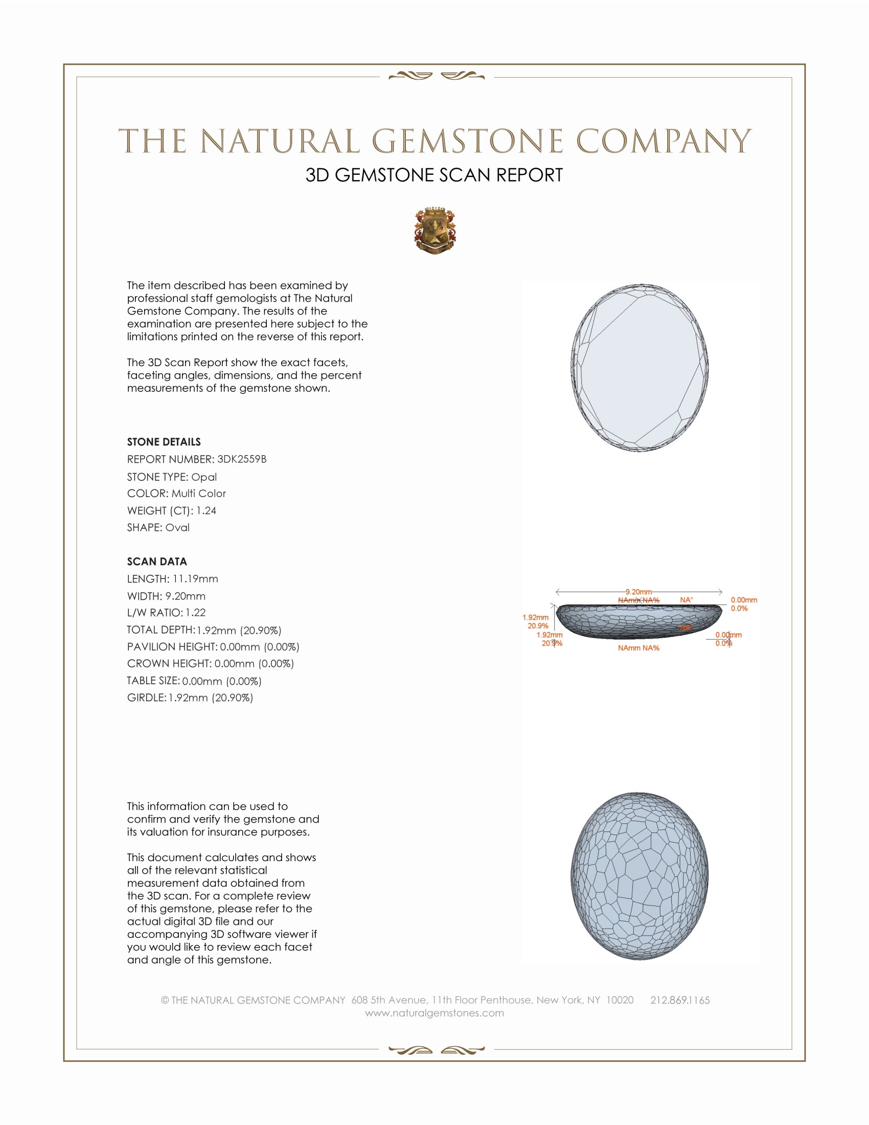 1.24 Ct. White Opal from Australia