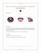 0.71 Ct. Purplish Pink Rhodolite Garnet from Ceylon (Sri Lanka) Appraisal