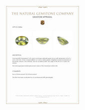 1.82 Ct. Yellowish Green Zircon from Ceylon (Sri Lanka) Appraisal