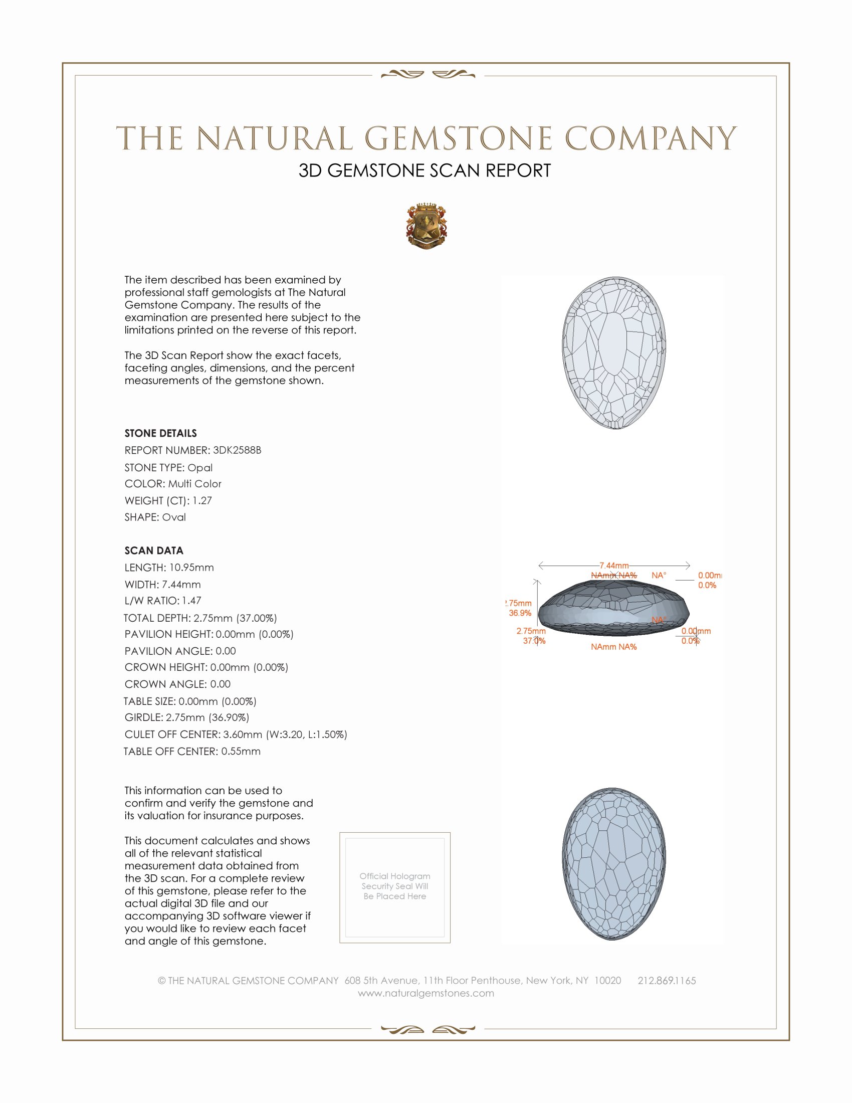 1.27 Ct. White Opal from Australia