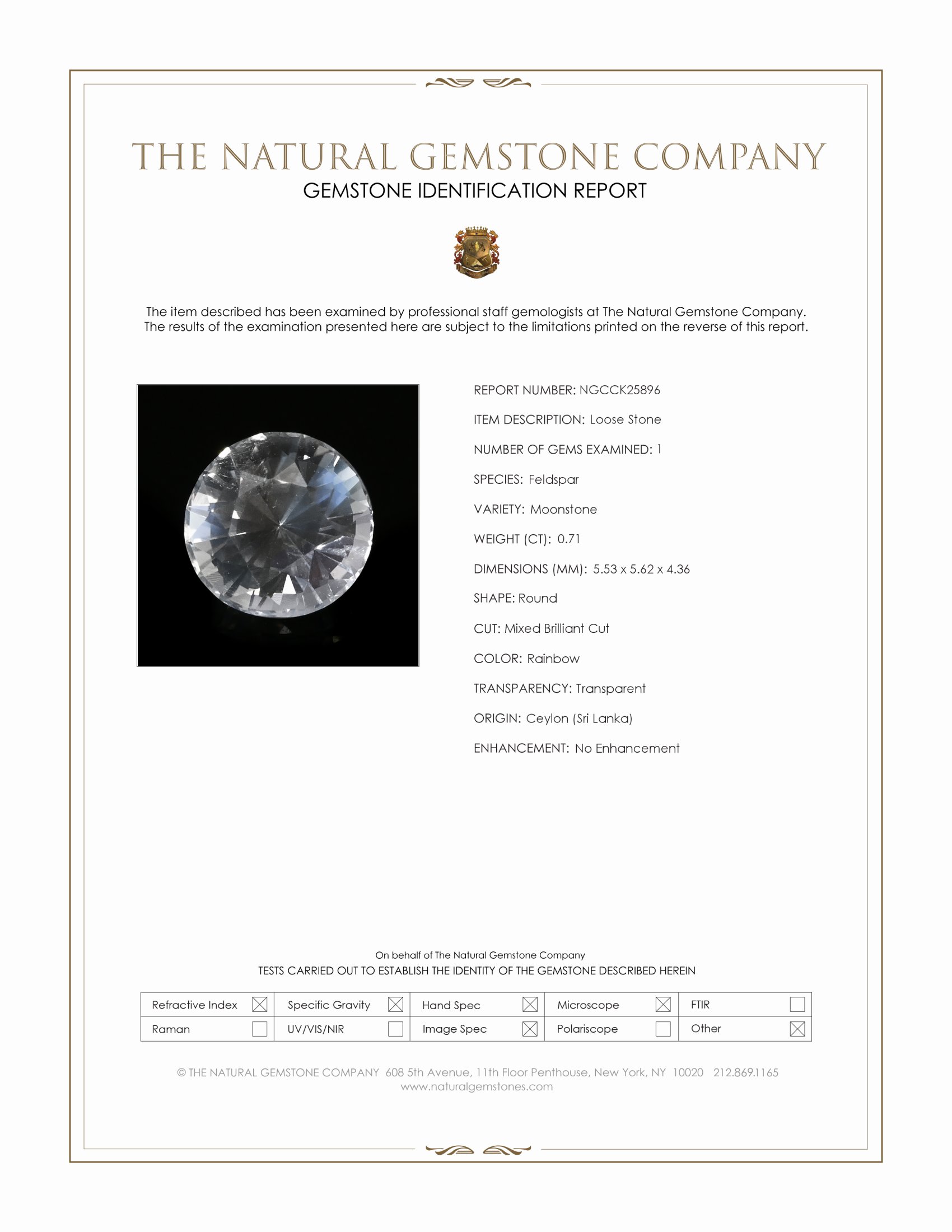 0.71 Ct. Rainbow Moonstone from Ceylon (Sri Lanka)