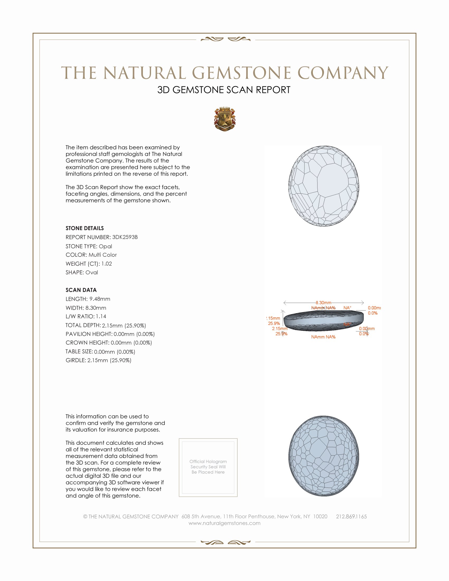 1.02 Ct. Semi-Black Opal from Australia