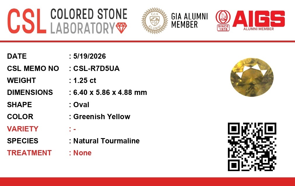 1.25 Ct. Yellow Tourmaline from Ceylon (Sri Lanka)