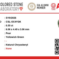 0.54 Ct. Green Chrysoberyl from Ceylon (Sri Lanka) Scan Report