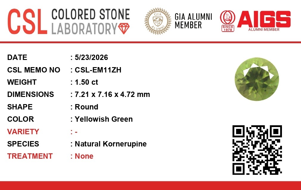 1.49 Ct. Green Kornerupine from Ceylon (Sri Lanka)