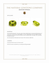 1.48 Ct. Yellowish Green Chrysoberyl from Ceylon (Sri Lanka) Appraisal