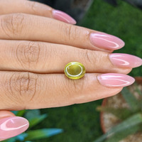 4.24 Ct. Yellowish Green Cabochon Chrysoberyl from Ceylon (Sri Lanka) Life Style