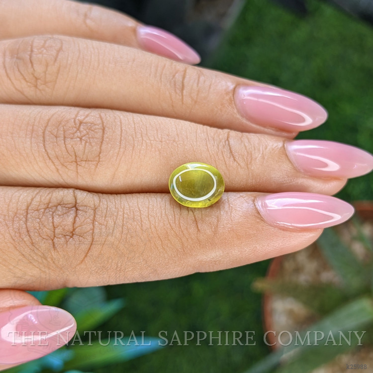 4.24 Ct. Yellowish Green Cabochon Chrysoberyl from Ceylon (Sri Lanka)