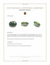 1.37 Ct. Green Zircon from Ceylon (Sri Lanka) Appraisal