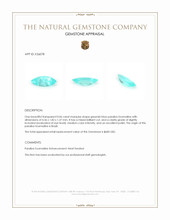 0.06 Ct. Greenish Blue Paraiba Tourmaline from Brazil Appraisal