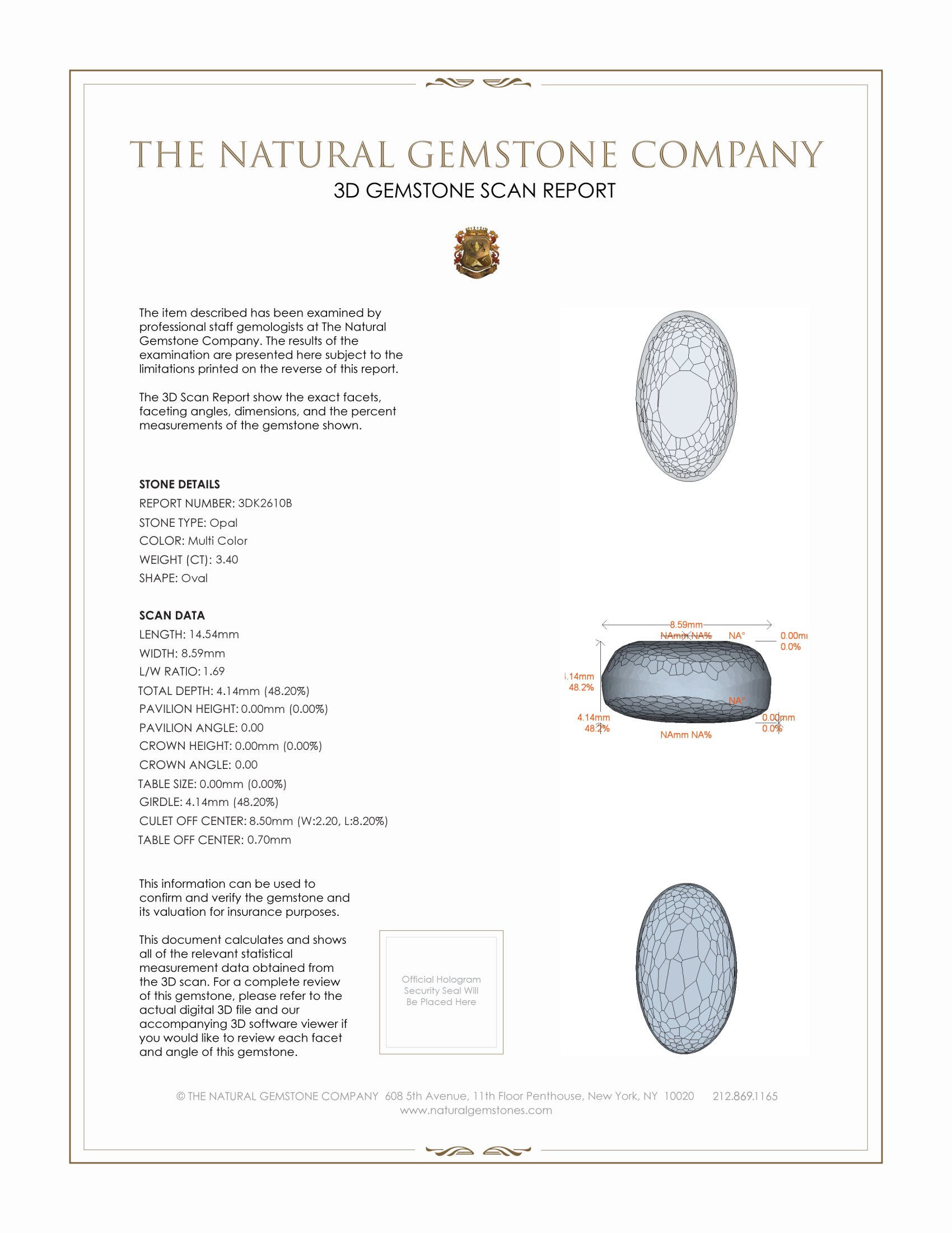 3.40 Ct. Cabochon Semi-Black Opal from Australia