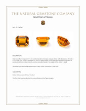 11.67 Ct. Orange Citrine from Brazil Appraisal