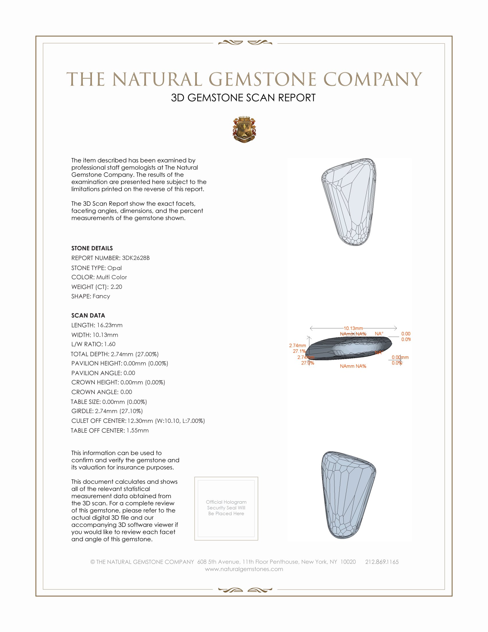 2.20 Ct. Semi-Black Opal from Australia