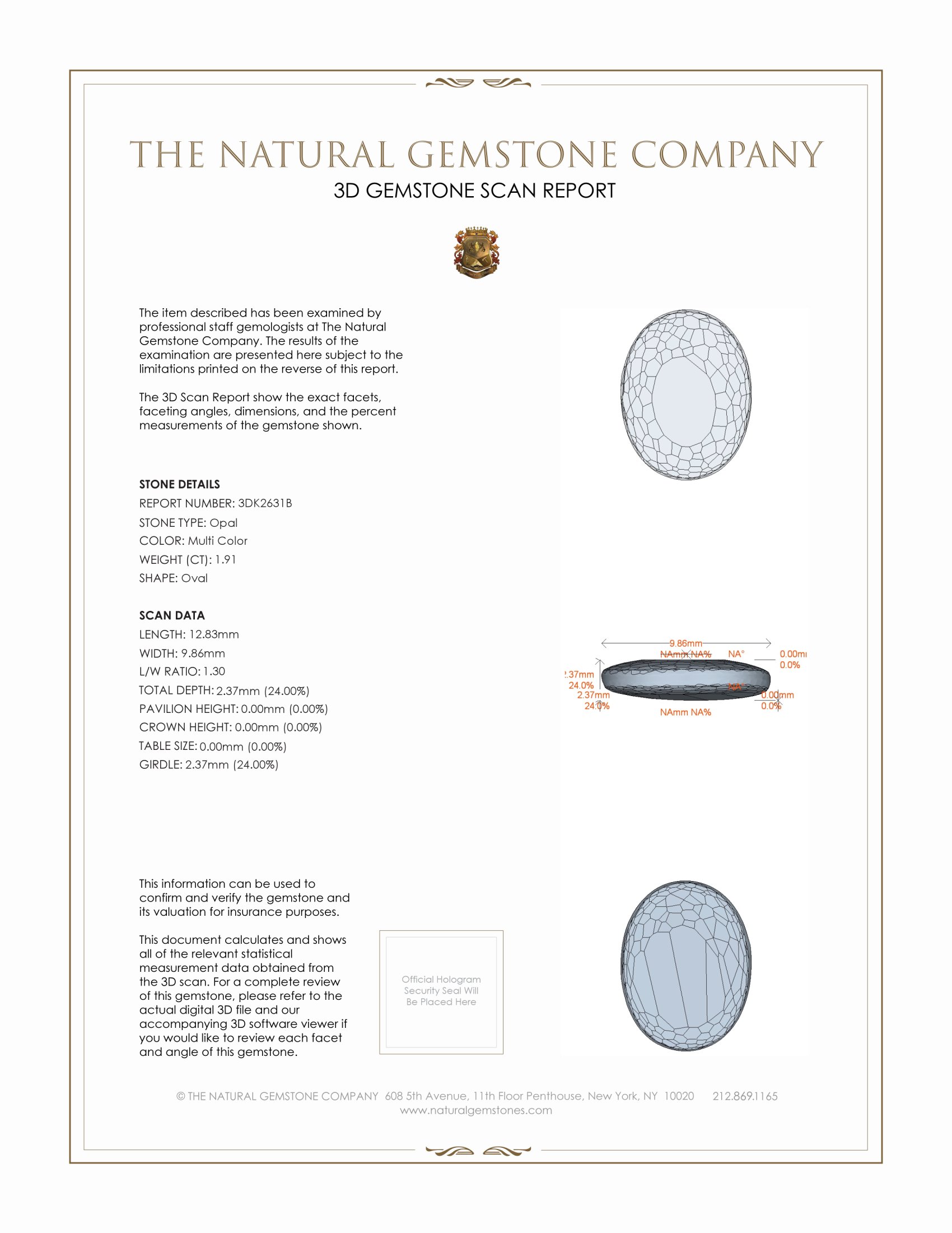 1.91 Ct. White Opal from Australia