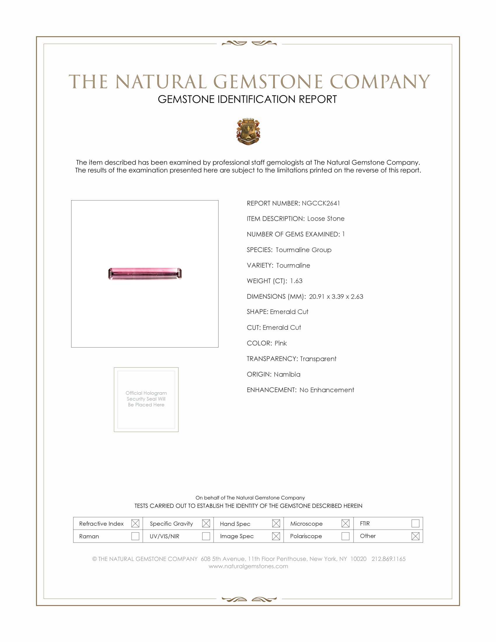 1.63 Ct. Tourmaline from Namibia