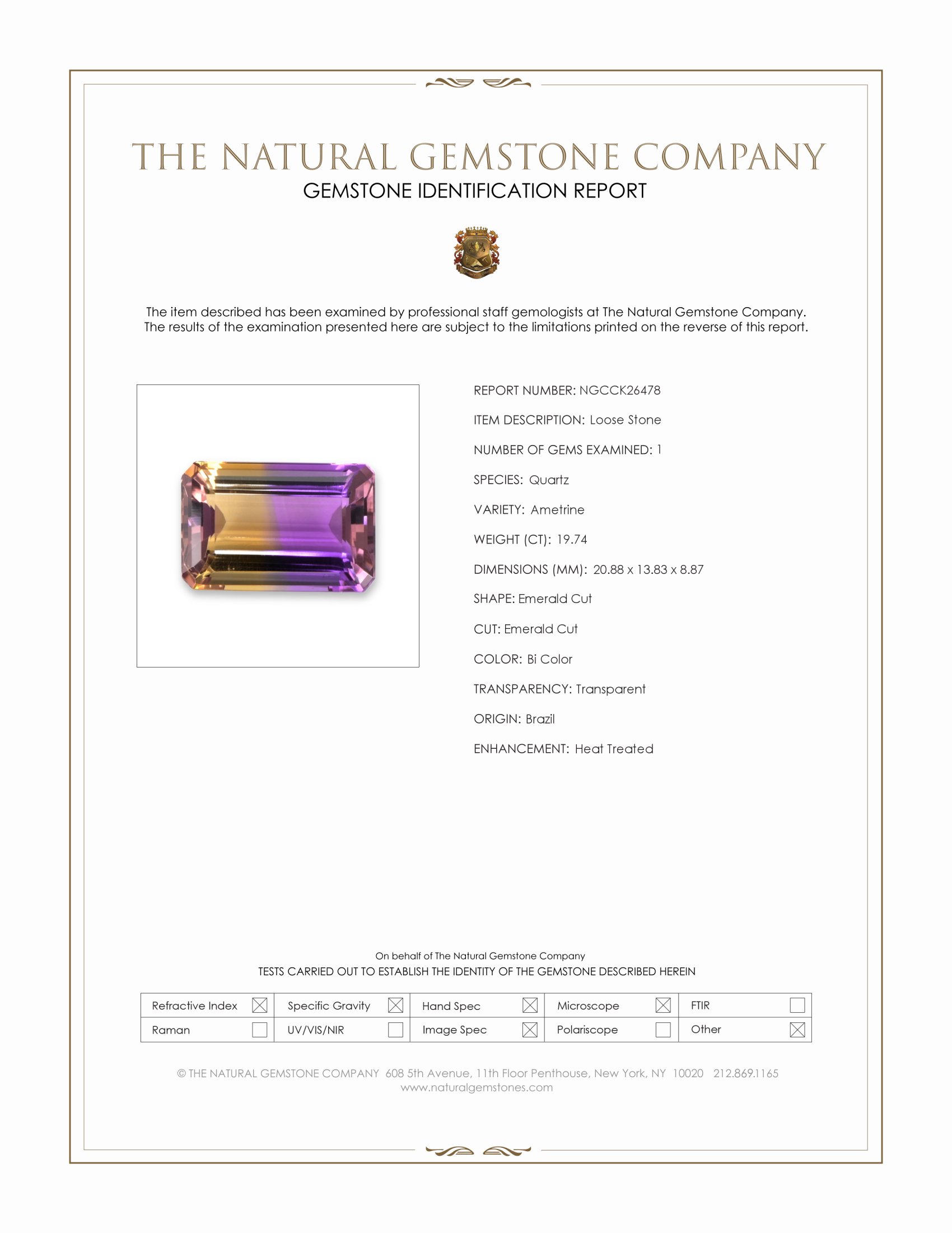 19.74 Ct. Bi Color Ametrine from Brazil