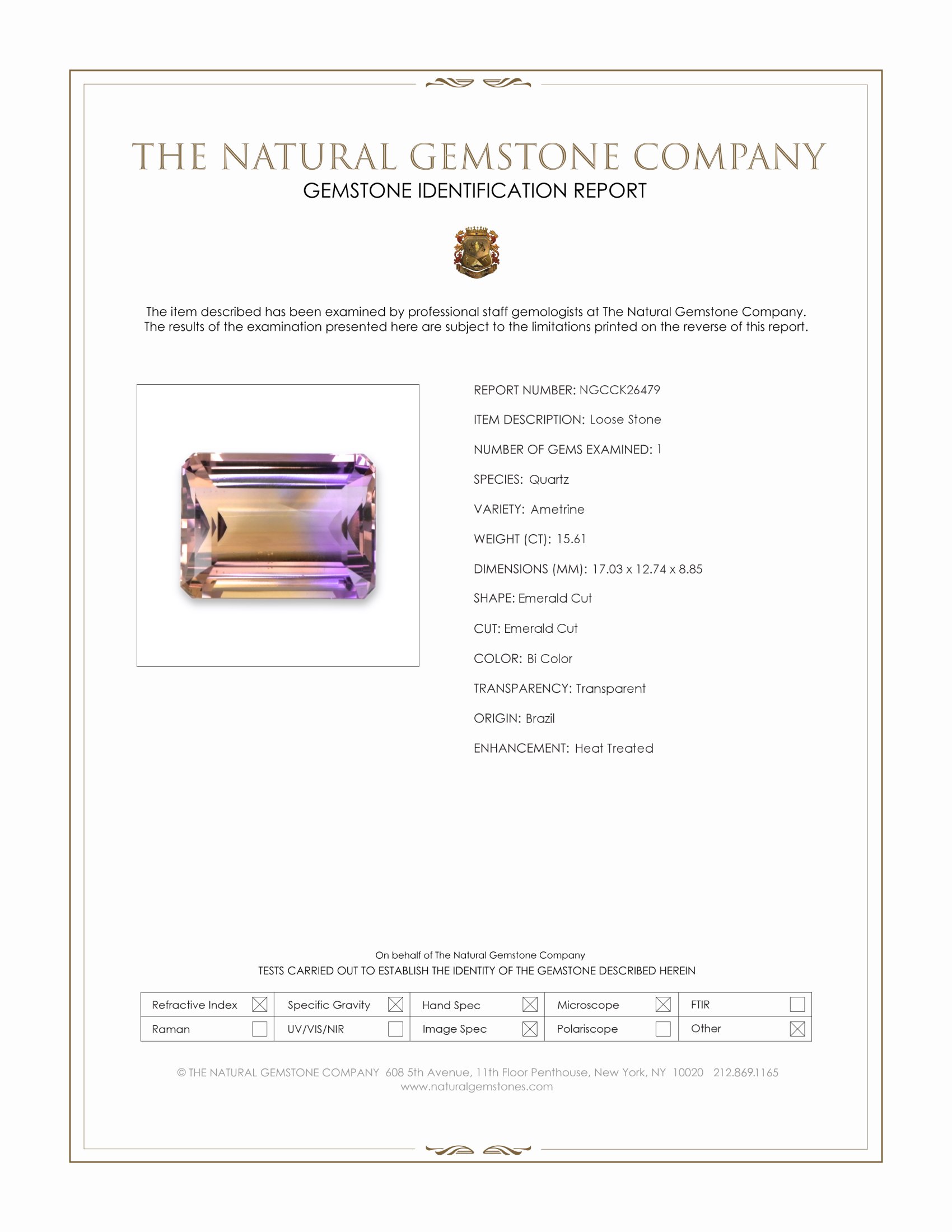 15.61 Ct. Bi Color Ametrine from Brazil