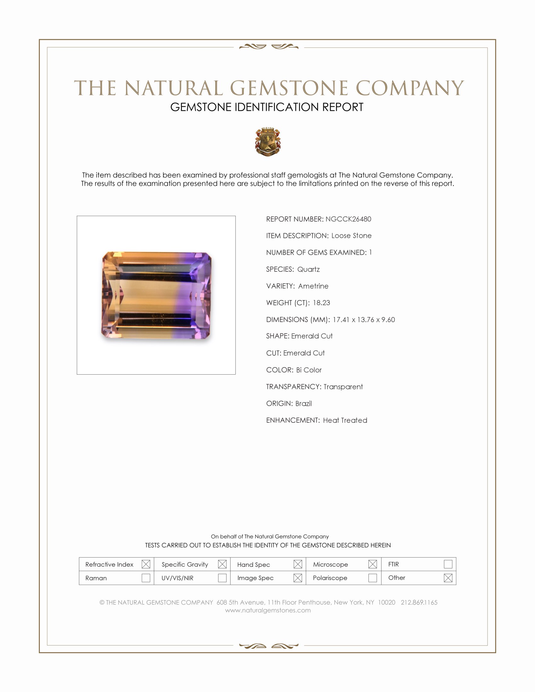 18.23 Ct. Bi Color Ametrine from Brazil