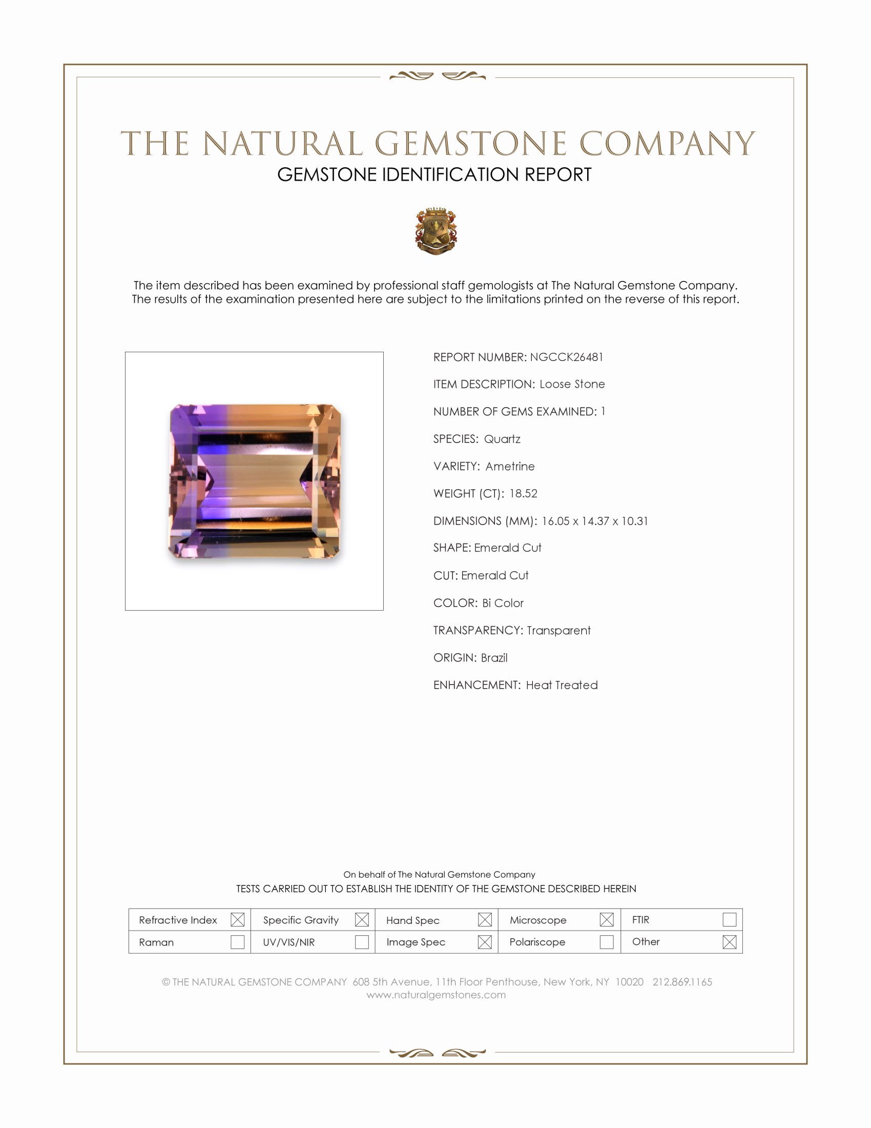 18.52 Ct. Bi Color Ametrine from Brazil