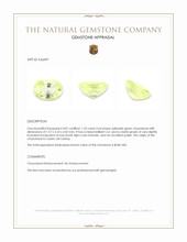 1.33 Ct. Yellowish Green Chrysoberyl from Ceylon (Sri Lanka) Appraisal