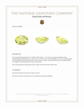 1.26 Ct. Yellowish Green Chrysoberyl from Ceylon (Sri Lanka) Appraisal