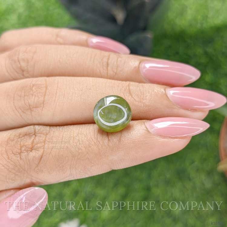 6.98 Ct. Yellowish Green Cabochon Chrysoberyl from Ceylon (Sri Lanka)