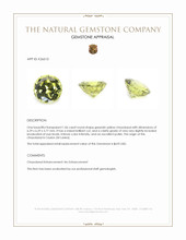 1.06 Ct. Greenish Yellow Chrysoberyl from Ceylon (Sri Lanka) Appraisal