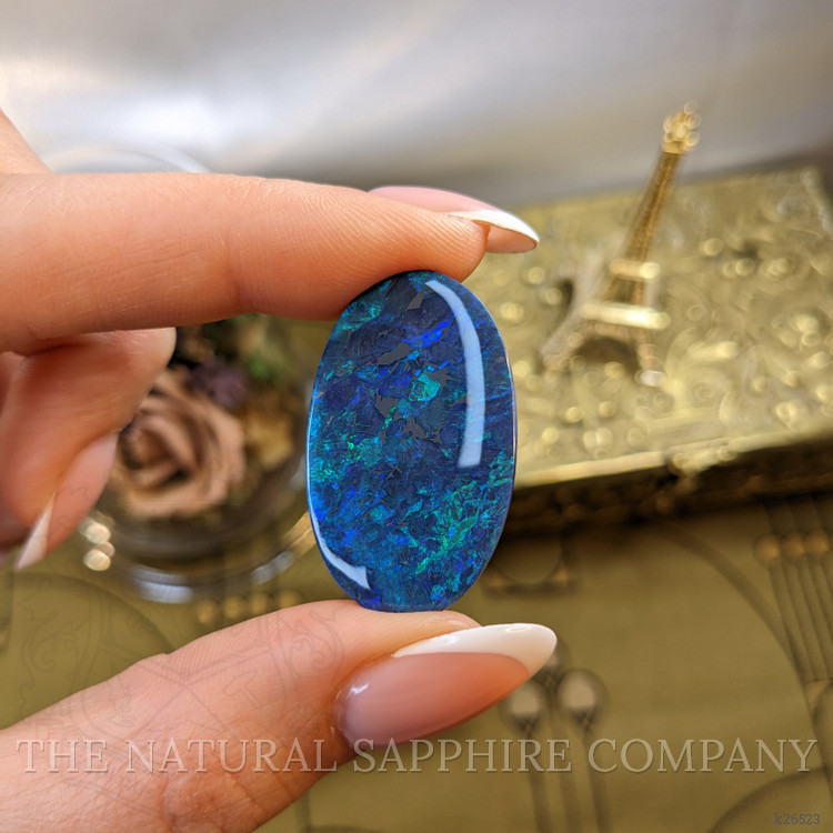 26.57 Ct. Multi Color Cabochon Black Opal from Australia