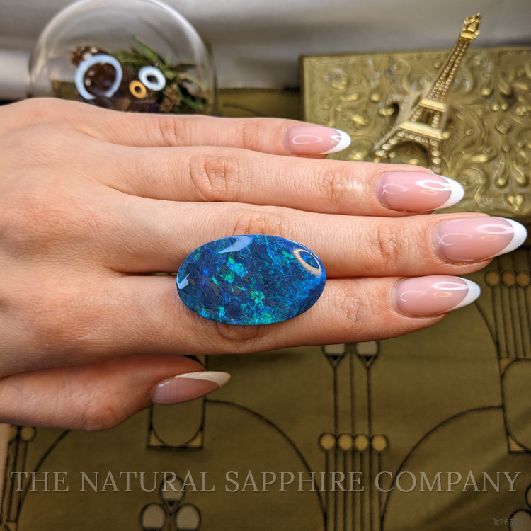 26.57 Ct. Multi Color Cabochon Black Opal from Australia