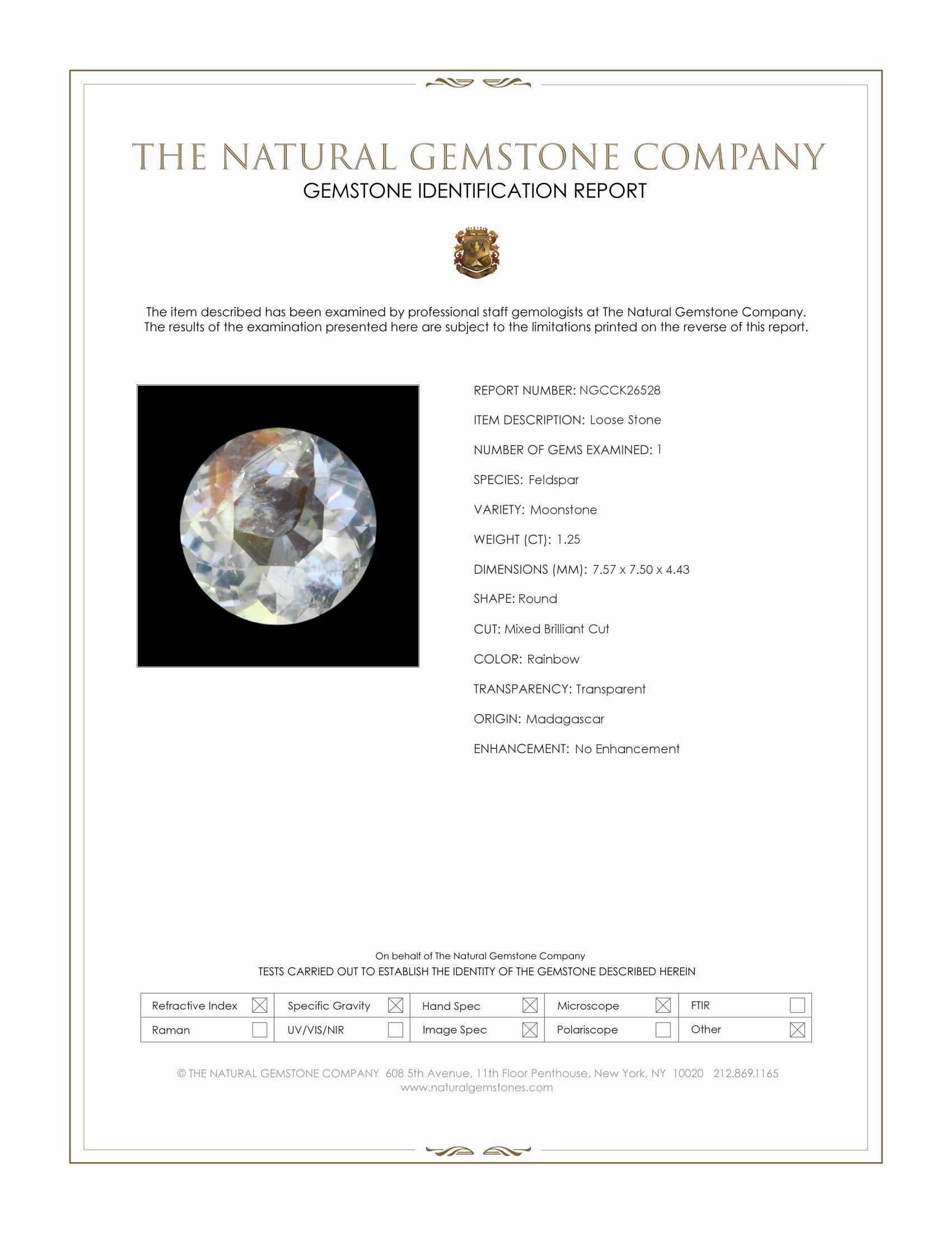 1.25 Ct. Rainbow Moonstone from Madagascar