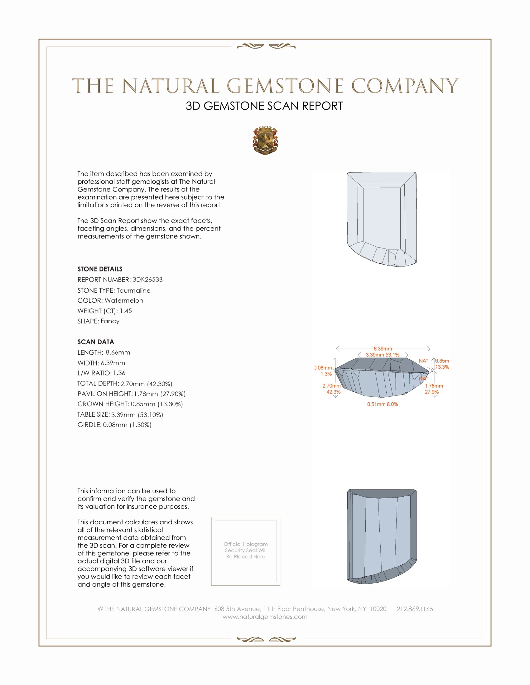 1.45 Ct. Tourmaline from United States