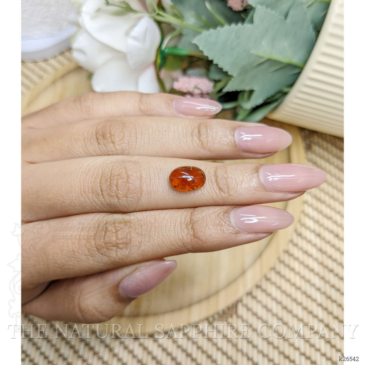 3.44 Ct. Reddish Orange Cabochon Hessonite Garnet from Madagascar