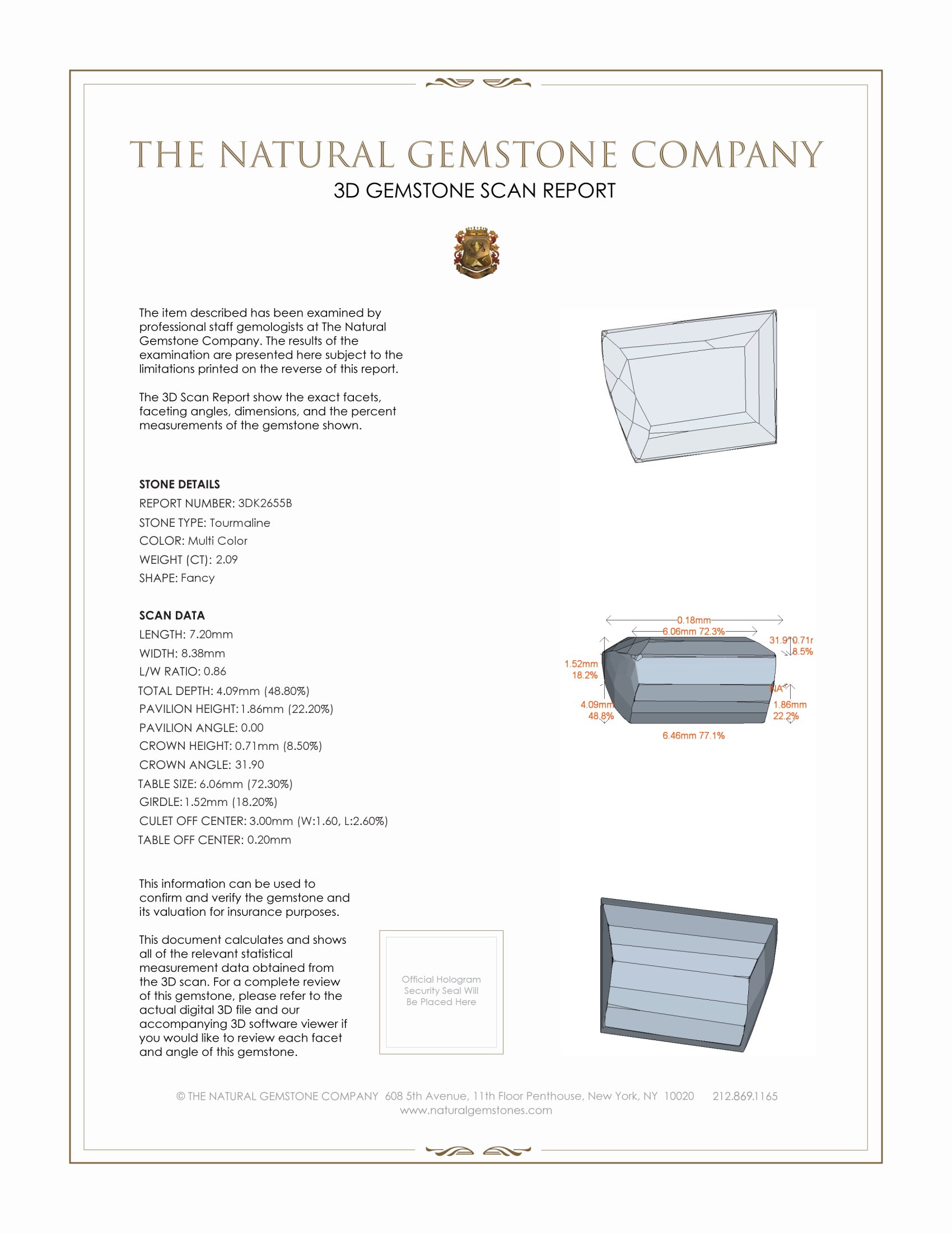 2.09 Ct. Tourmaline from United States
