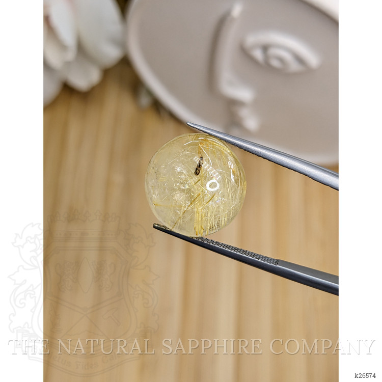 12.73 Ct. Yellow Cabochon Rutilated Quartz from Ceylon (Sri Lanka)