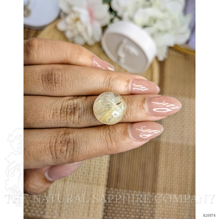 12.73 Ct. Yellow Cabochon Rutilated Quartz from Ceylon (Sri Lanka)
