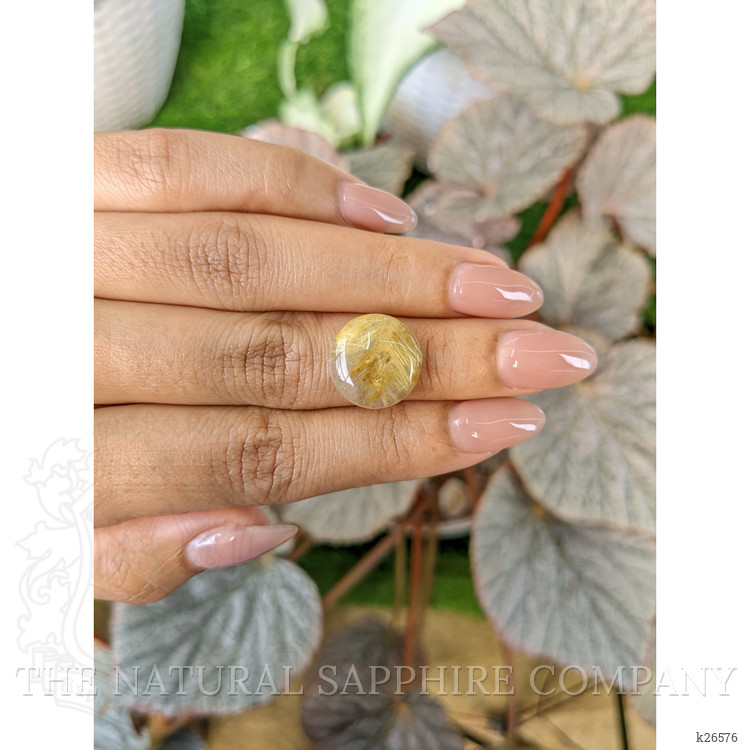 7.77 Ct. Yellow Cabochon Rutilated Quartz from Ceylon (Sri Lanka)