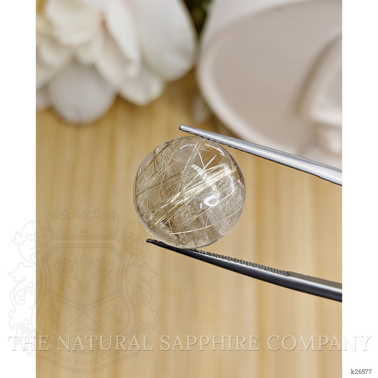 12.71 Ct. Brown Cabochon Rutilated Quartz from Ceylon (Sri Lanka)