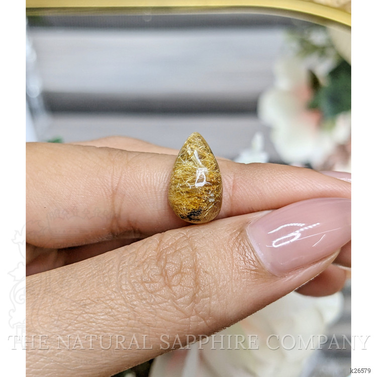 6.93 Ct. Brown Cabochon Rutilated Quartz from Ceylon (Sri Lanka)