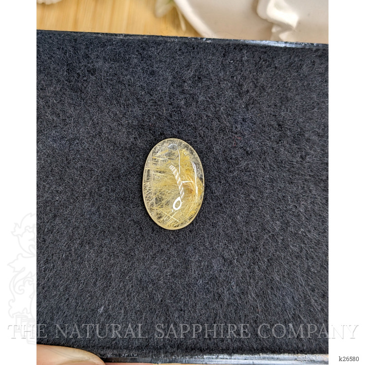 10.89 Ct. Yellow Cabochon Rutilated Quartz from Ceylon (Sri Lanka)