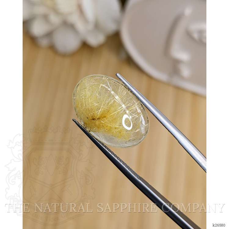 10.89 Ct. Yellow Cabochon Rutilated Quartz from Ceylon (Sri Lanka)