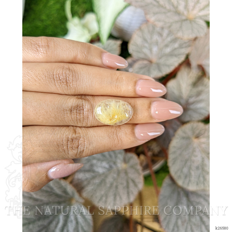 10.89 Ct. Yellow Cabochon Rutilated Quartz from Ceylon (Sri Lanka)