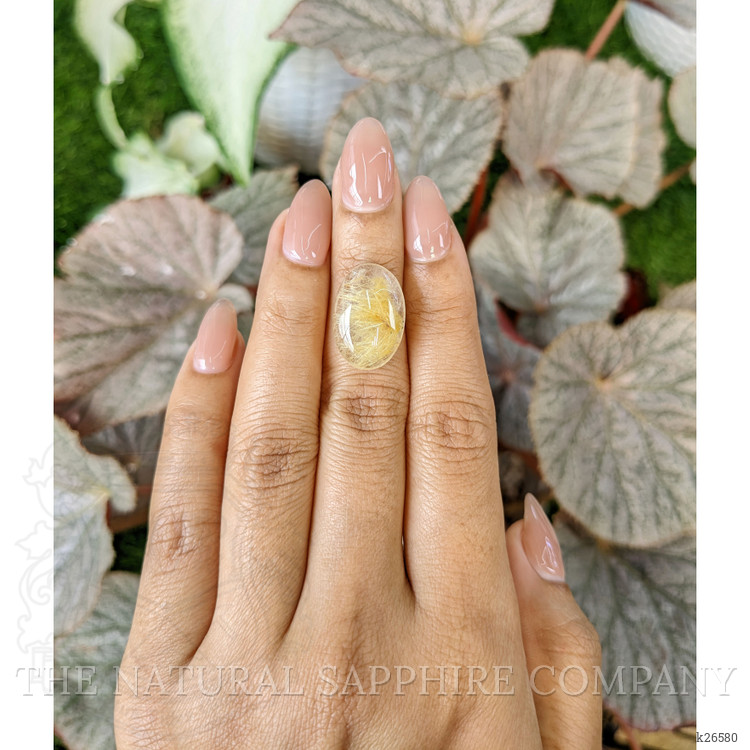 10.89 Ct. Yellow Cabochon Rutilated Quartz from Ceylon (Sri Lanka)