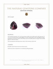 1.82 Ct. Purplish Red Rhodolite Garnet from Ceylon (Sri Lanka) Appraisal