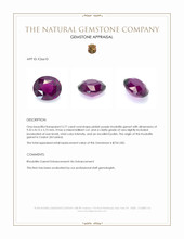 3.77 Ct. Pinkish Purple Rhodolite Garnet from Ceylon (Sri Lanka) Appraisal