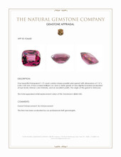 1.72 Ct. Purplish Pink Garnet Appraisal