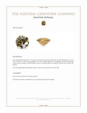 1.79 Ct. Brownish Yellow Zircon from Ceylon (Sri Lanka) Appraisal