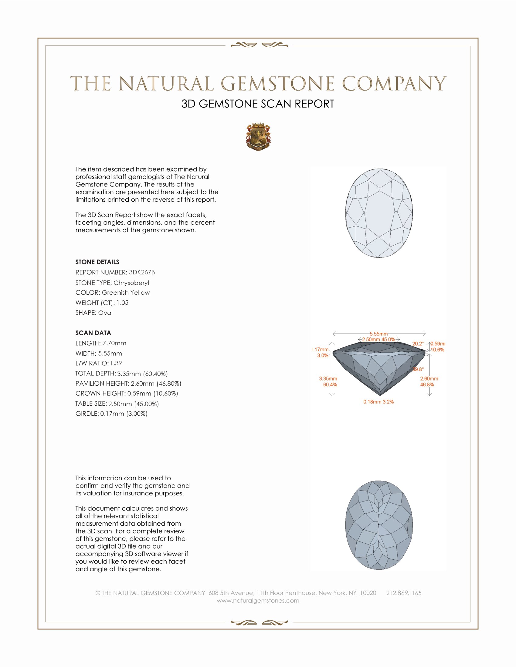 1.05 Ct. Chrysoberyl from Ceylon (Sri Lanka)