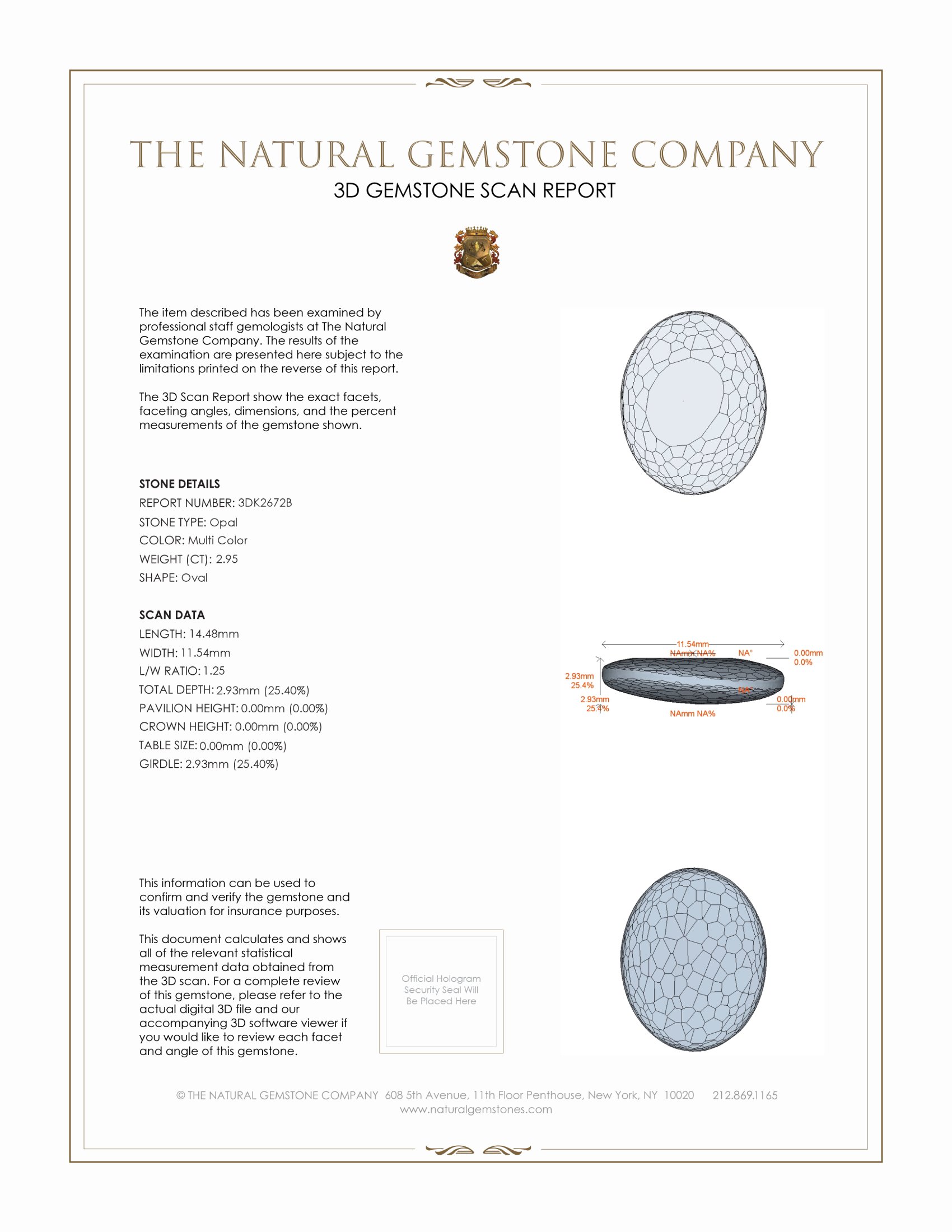 2.95 Ct. White Opal from Australia